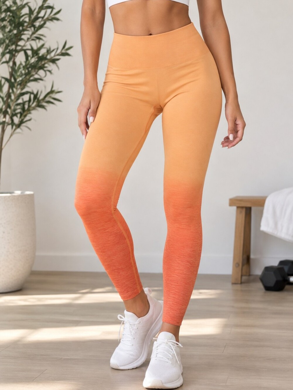 Alphalete Amplify Day Tripper Ombre Seamless Scrunch Leggings Orange S